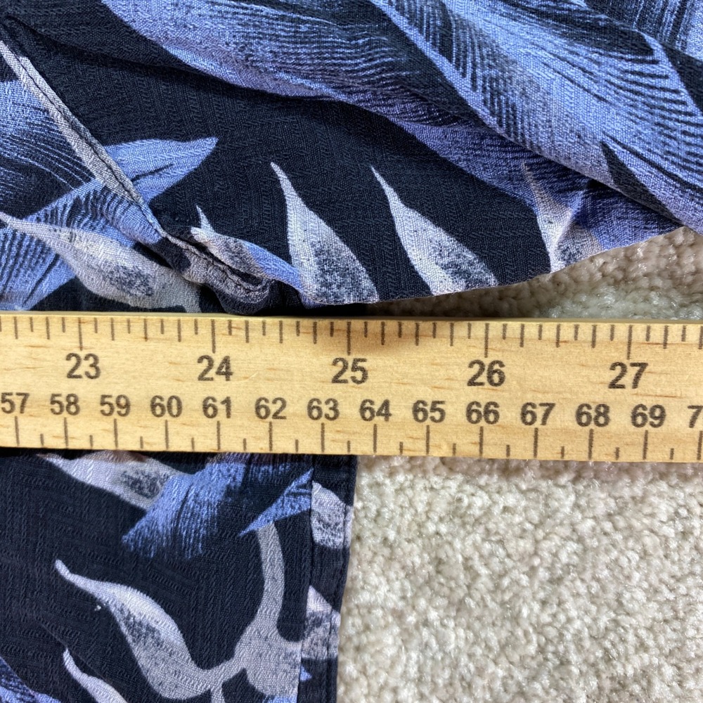 Banana Cabana Silk Hawaiian Shirt Mens XL Blue‎ Black Tropical Leaf Print Camp - Picture 3 of 10
